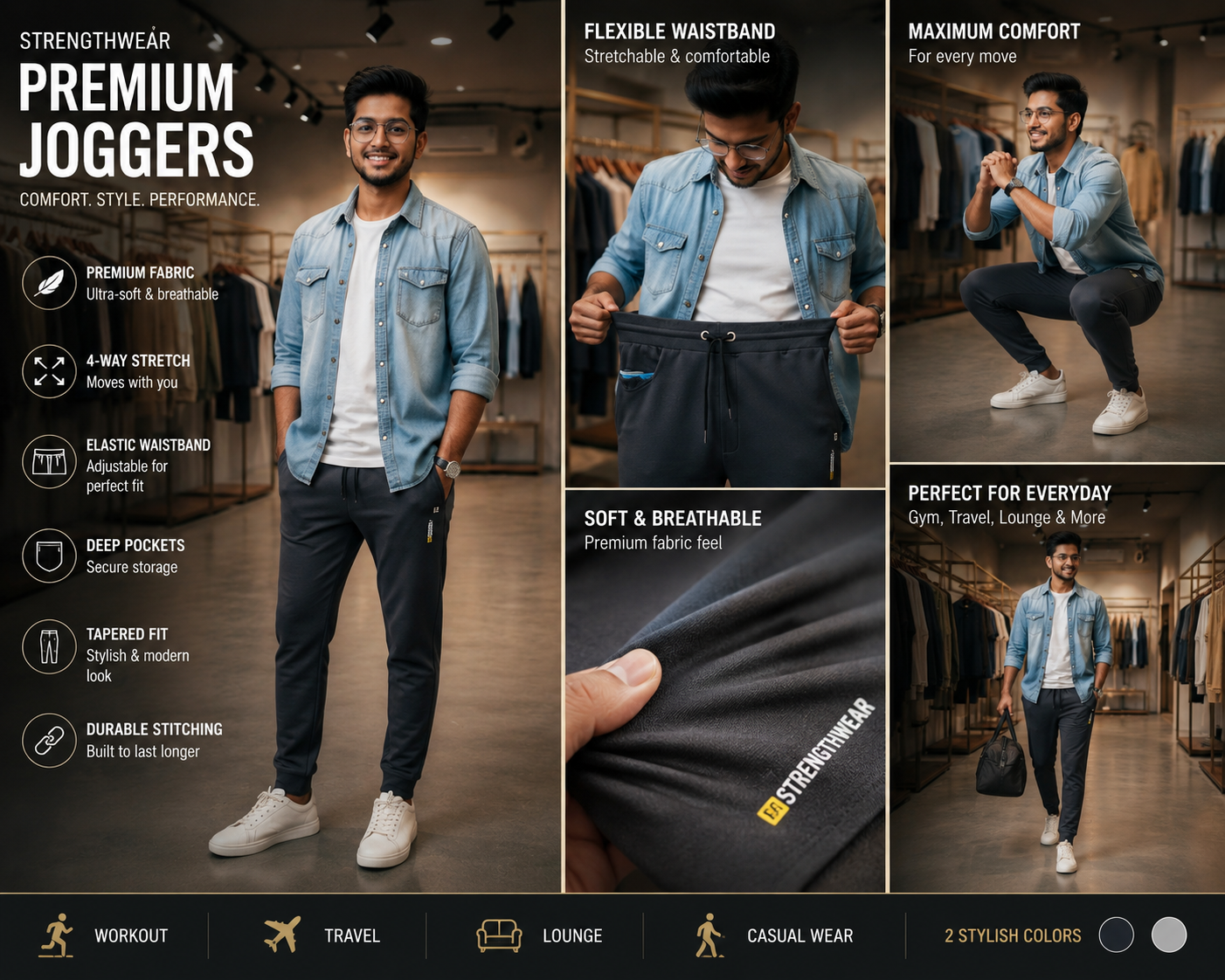 Premium Daily Wear Joggers | Soft & Stretchable Fabric | 2-Pack @ ₹699