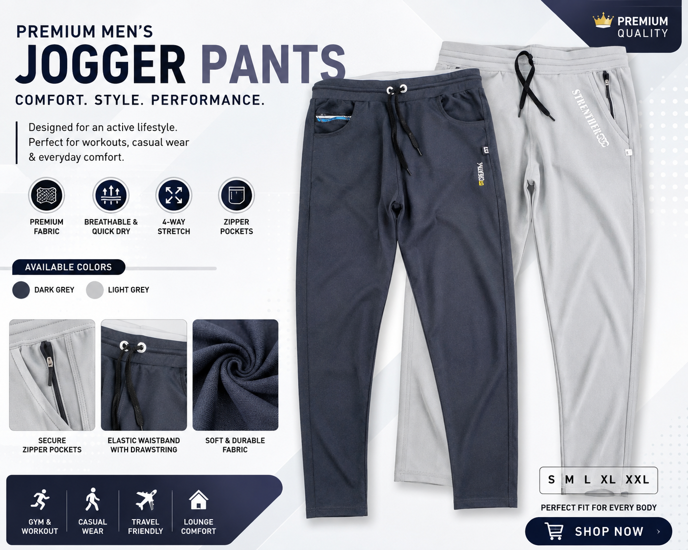 Premium Daily Wear Joggers | Soft & Stretchable Fabric | 2-Pack @ ₹699